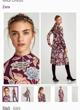 Платье zara в крупных цветах новое с биркой8 фото