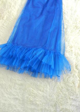 Пышное нарядное платье сетка фатин с двухслойными воланами рюшами3 фото