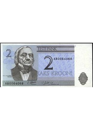 Бона естонія 2 крон, 1992 року, unc2 фото