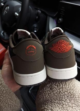 🔥мужские кроссовки nike air jordan 1 retro low x travis scott "cactus jack" коричневые🔥7 фото