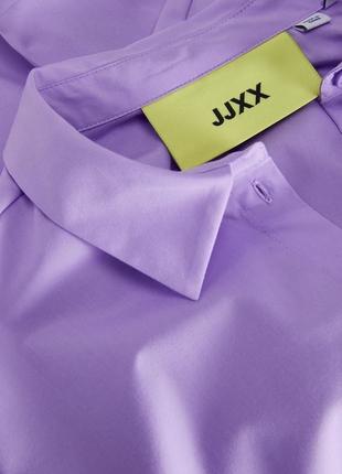 Котонова сорочка, бузкова сорочка, фіолетова сорочка, сорочка оверсайз від бренду jjxx7 фото