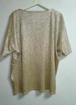 Блестящая стрейч блуза цвета шампань 18/52-54 размер7 фото