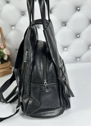 Жіночий шикарний та якісний рюкзак сумка для дівчат чорний6 фото