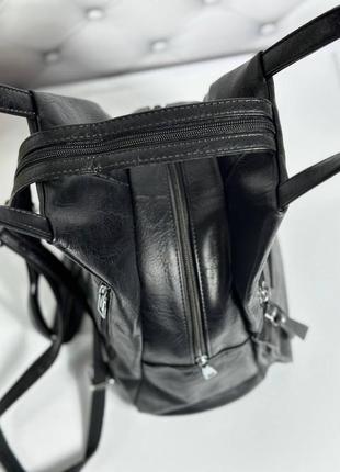 Жіночий шикарний та якісний рюкзак сумка для дівчат чорний8 фото