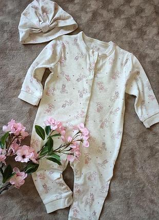 Новый. слип на девочку 6-12 мес. шапочка на девочку. костюм для девочки