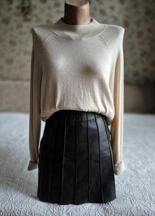 Женская черная кожаная короткая юбка max co max mara2 фото
