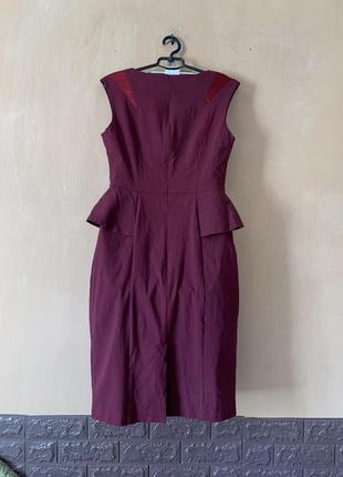 Классическое строгое платье платья размер s m вискоза бордового цвета3 фото