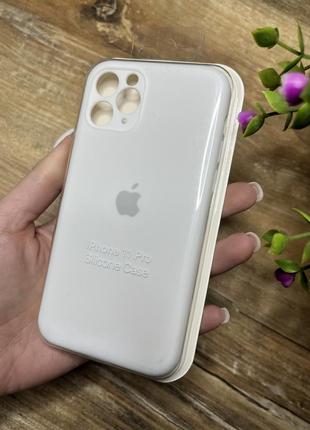 Чехлы silicone case full+camera iphone 11 pro закрытый низ и защищенная камера белый apple