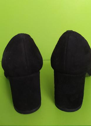 Кожаные чёрные туфли устойчивый каблук bistfor, 365 фото