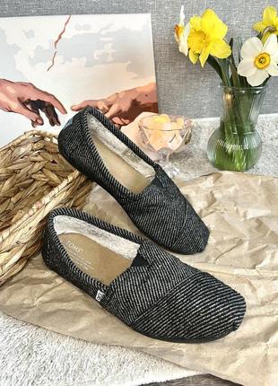 Женская черно-белая шерстяная классическая обувь toms alpargata1 фото