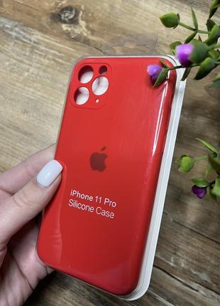 Чохли silicone case full+camera iphone 11 pro закритий низ і захищена камера apple червоний