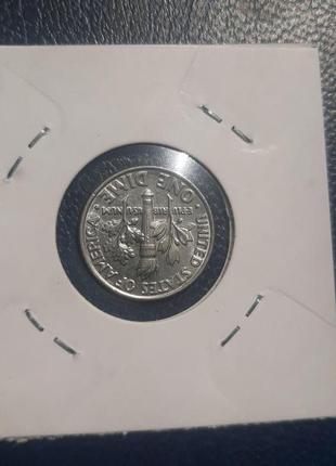 Монета сша 1 дайм, 1998 года, дайм рузвельта, мітка монетного двору "p" - філадельфія2 фото