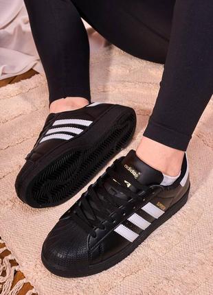 Жіночі кросівки adidas superstar black premium2 фото