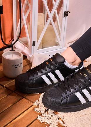 Жіночі кросівки adidas superstar black premium3 фото