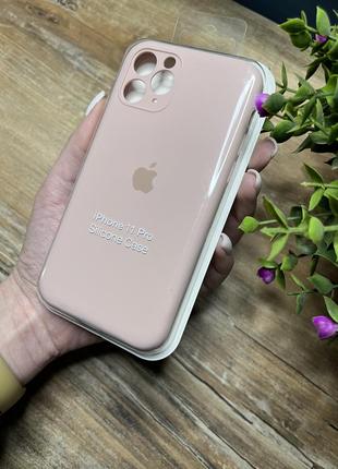 Чохли silicone case full + camera iphone 11 pro закритий низ і захищена камера apple пудра