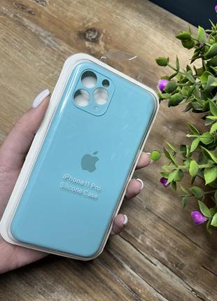 Чохли silicone case full + camera iphone 11 pro закритий низ і захищена камера apple блакитний