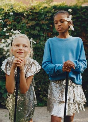 Платье в серебряные блестки пайетки на девочку zara - 1646 фото