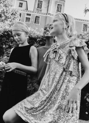 Платье в серебряные блестки пайетки на девочку zara - 1644 фото