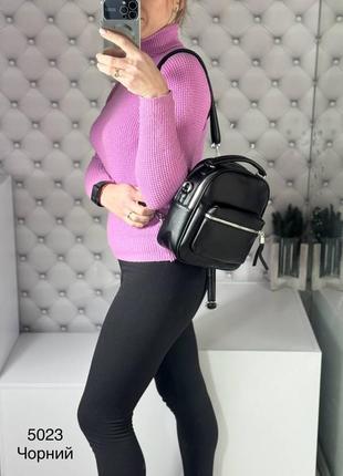 Жіночий шикарний та якісний рюкзак сумка для дівчат чорний2 фото
