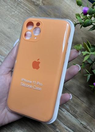 Чехлы silicone case full+camera iphone 11 pro закрытый низ и защищенная камера apple оранжевый