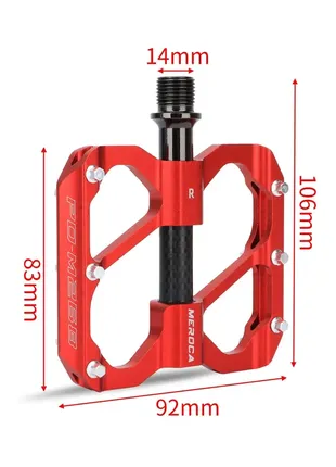 Педали алюминиевые meroca на 3 пром-подшипниках, черный3 фото