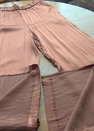 Стильные атласные натуральные брюки от zara.6 фото