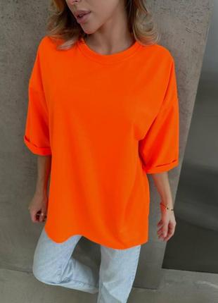 Женская яркая футболка, в стиле оверсайз, оранж