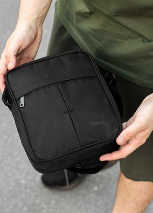 Мужская сумка через плечо мессенджер puma nano черная тканевая , спортивная барсетка пума10 фото
