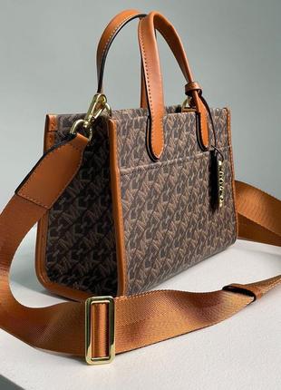 Сумка michael kors gigi lg grab tote brown7 фото