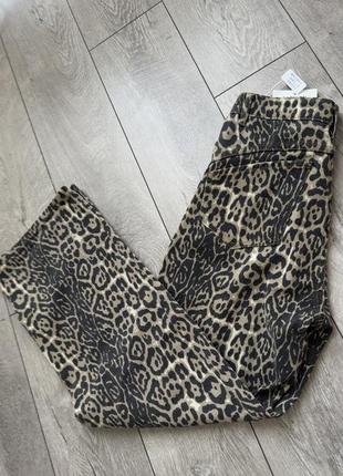 Джинсы леопард, леопардовый принт джинсы, брюки, размер с-м6 фото