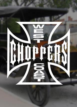 Наклейка на авто / мото / витрину на стекло кузов "лого west coast choppers" белый цвет
