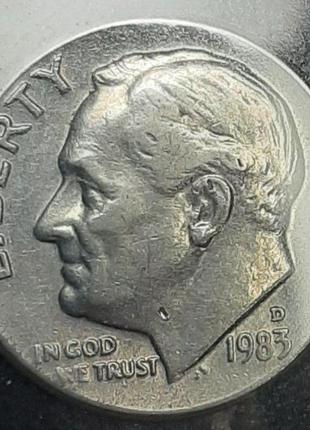 Монета сша 1 дайм, 1983 года