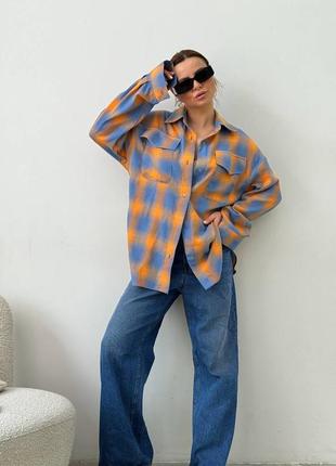 Сорочка довга бавовна рубашка у клітинку