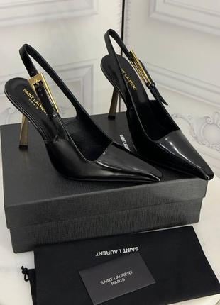Босоножки в стиле ysl черные кожа