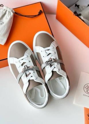 Кросівки в стилі hermes parfum беж чорні2 фото