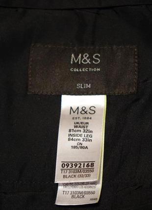 Черные мягкие узкие формальные брюки m&s collection slim англия 32/33 р.7 фото