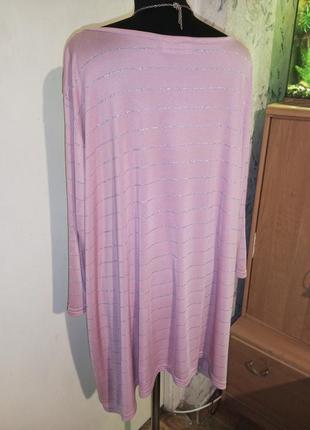 Стрейч,трикотажная,асимметричная блузка-футболка с люрексом,мега батал,janina6 фото