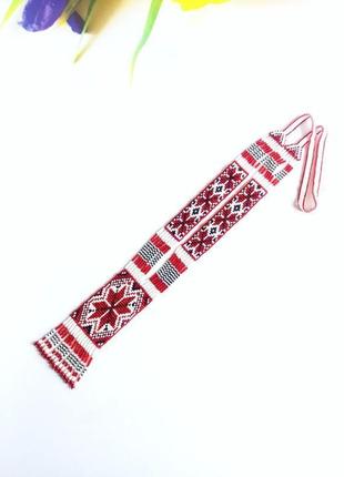 Гердан к вышиванку, красное колье из бисера в подарок, украинский оберег1 фото