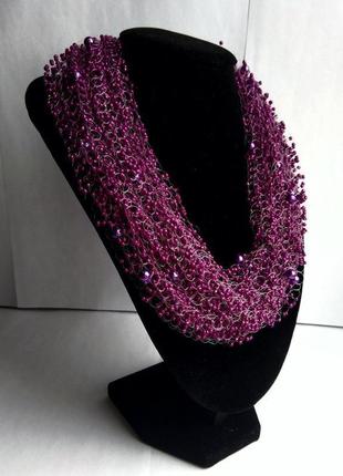 Воздушное колье фиолетовое, колье пурпурного цвета купить колье украина3 фото