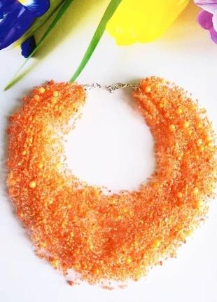 Воздушное оранжевое колье яркое и необычное оранжевое ожерелье лучший подарок день рожденье1 фото