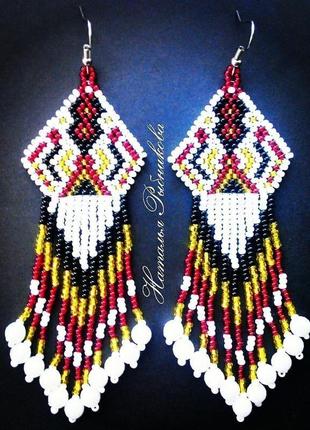 Серьги из бисера белоснежные серьги из бисера в виде орла блестящие серьги лучший подарок