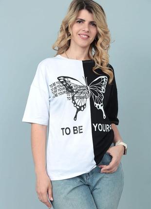 Женская футболка оверсайз с ярким принтом4 фото