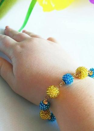 Жовто-блакитний браслет з бісеру браслет на подарунок дівчині9 фото