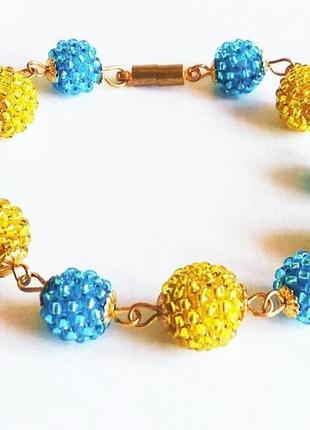 Жовто-блакитний браслет з бісеру браслет на подарунок дівчині2 фото
