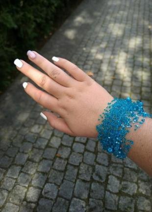 Повітряний браслет блакитного кольору вечірній прикраса подарунок україна