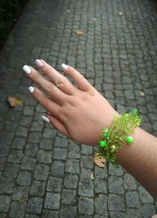 Воздушный браслет салатового цвета вечернее украшение подарок украина