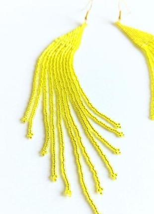 Сережки з японського бісеру toho сережки ручної роботи жовтий2 фото