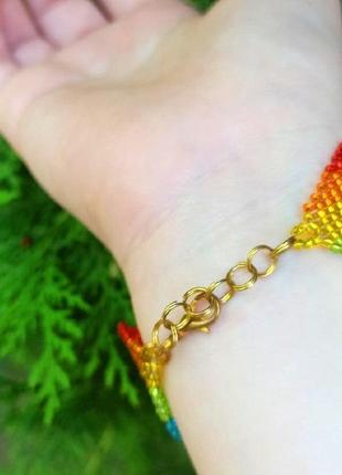 Радужный браслет из бисера, блестящий стильный, шикарный браслет на подарок5 фото