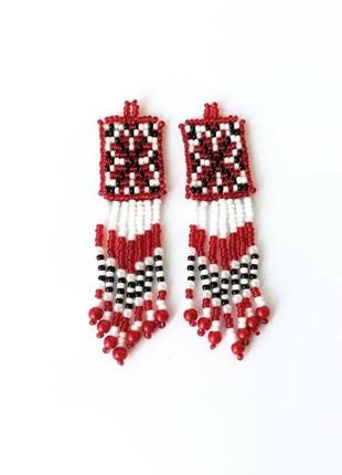 Серьги для вышивки из бисера, красные серьги в украинском стиле, красивые серьги на подарок