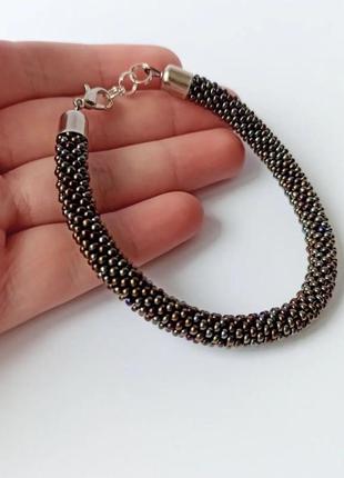 Бронзовый браслет из бисера,круглый браслет на руку, бисерный браслет жгут